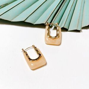 Cream crystal hoop earrings S33